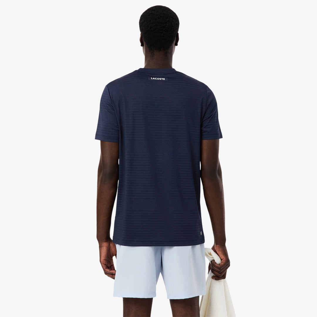 Lacoste Men's Ultra Dry Jacquard Tee - Navy Blue