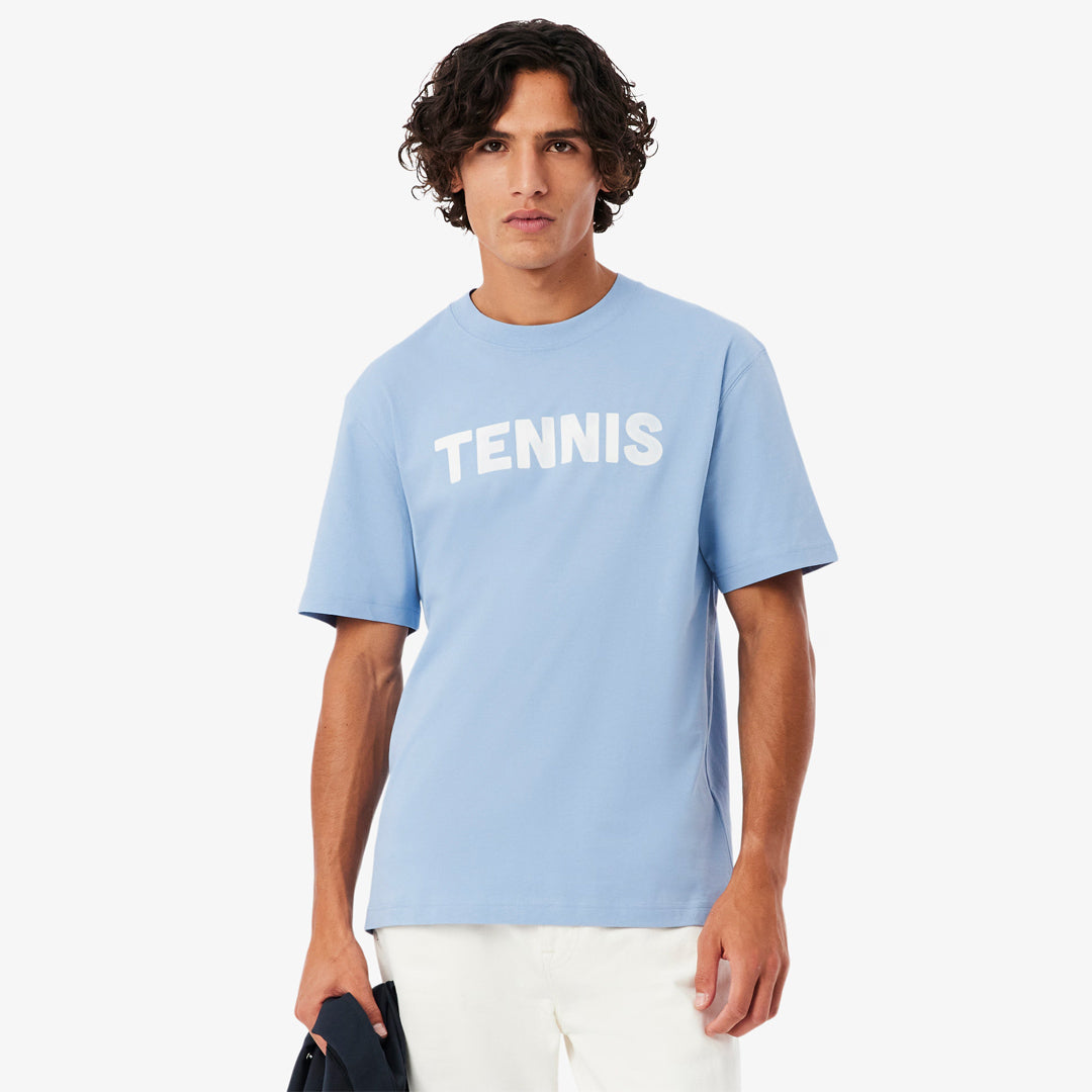 Lacoste Men's Printed Tennis Tee - Light Blue