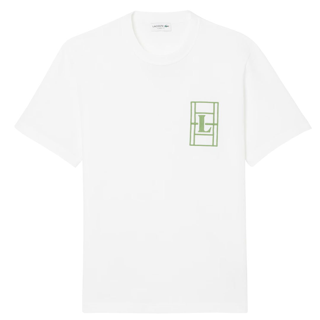 Lacoste Men's Embroidered Jersey Tee - White/Green
