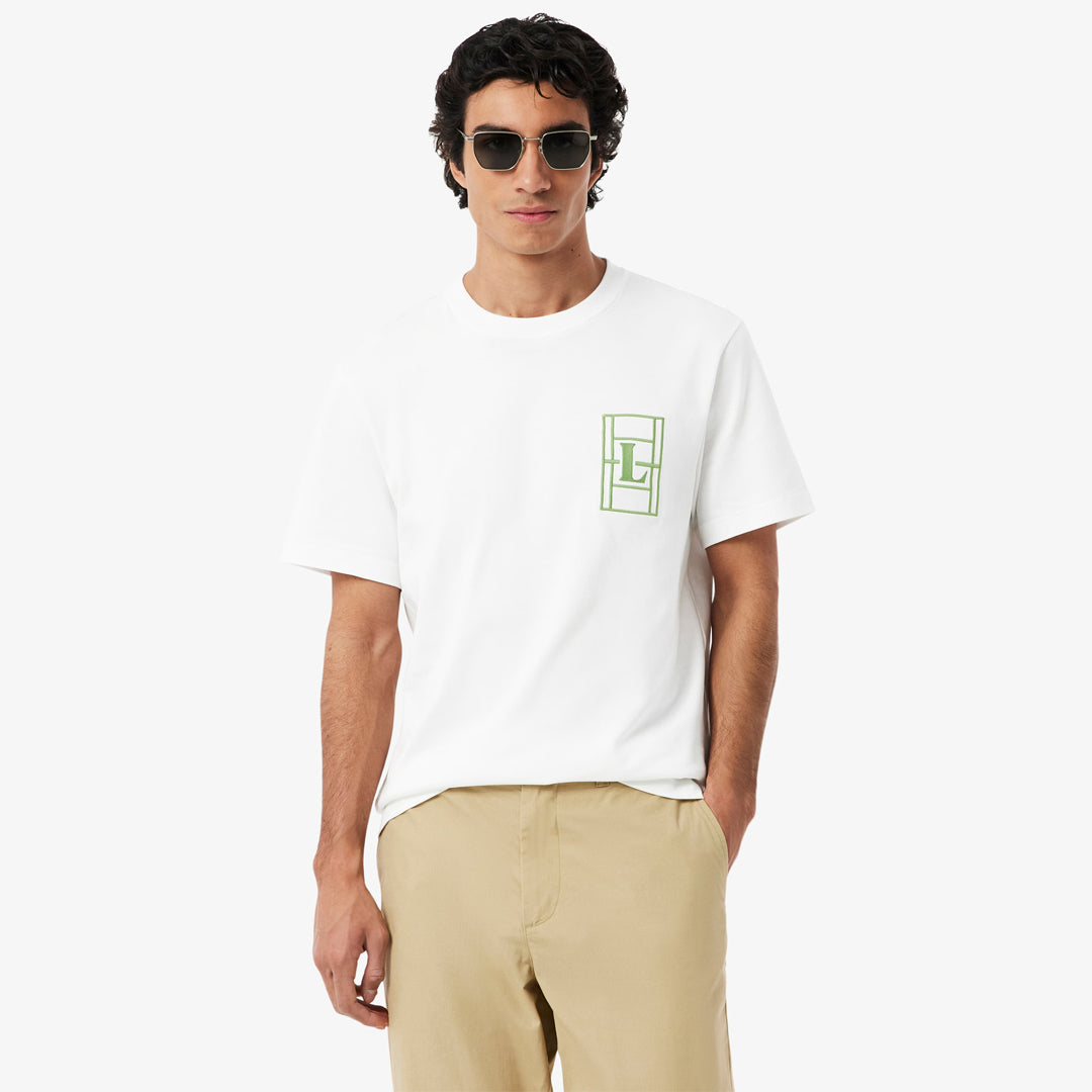 Lacoste Men's Embroidered Jersey Tee - White/Green