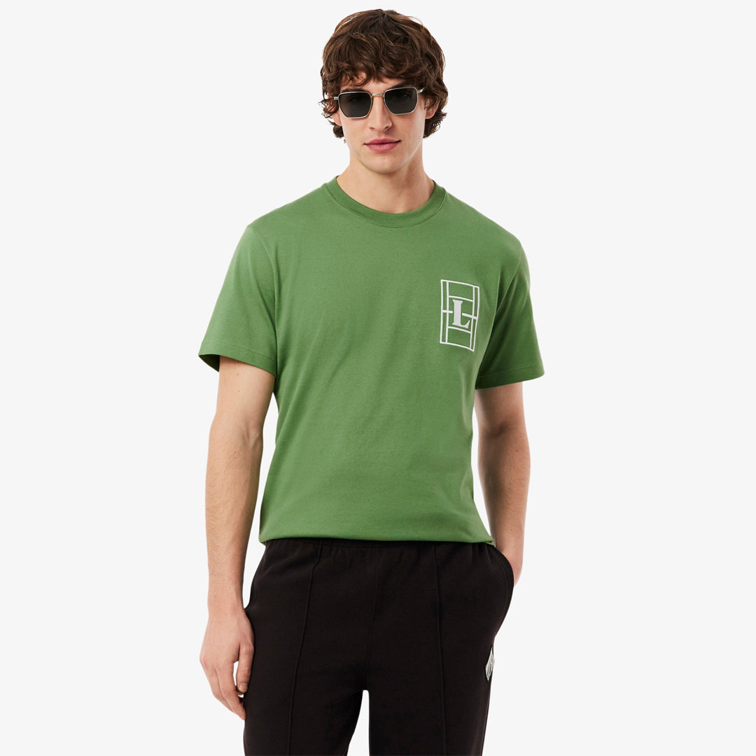 Lacoste Men's Embroidered Jersey Tee - Green/White