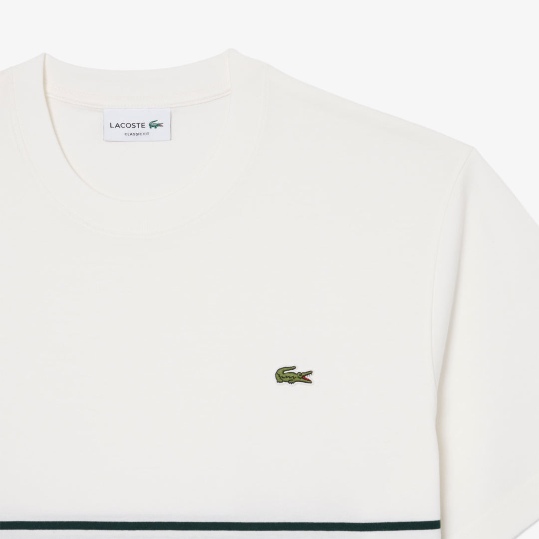 Lacoste Men's Colour Block Striped Jersey Tee - Flour/Sinople
