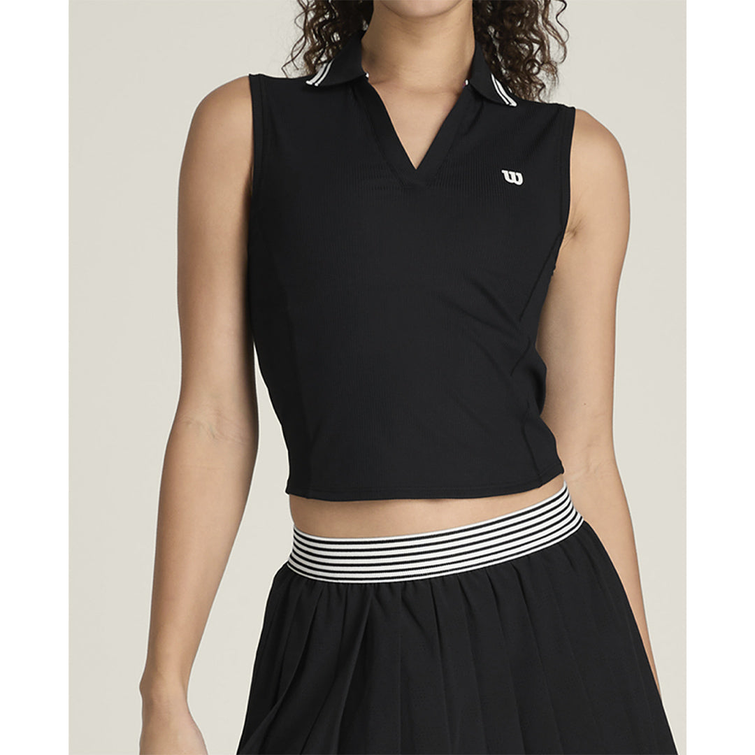 Wilson Women's Rib Sleeveless Polo - Black
