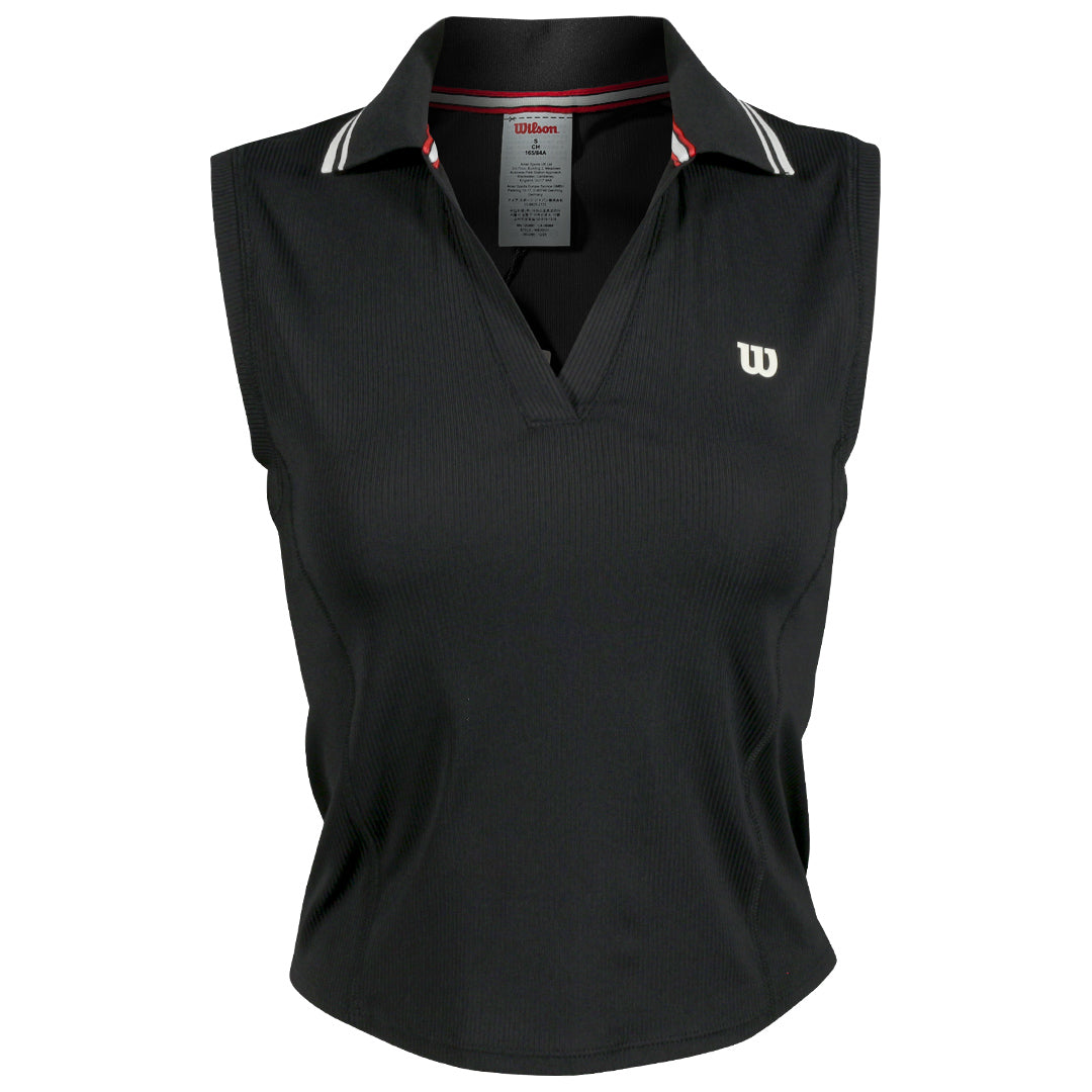 Wilson Women's Rib Sleeveless Polo - Black