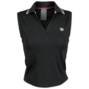 Wilson Women's Rib Sleeveless Polo - Black