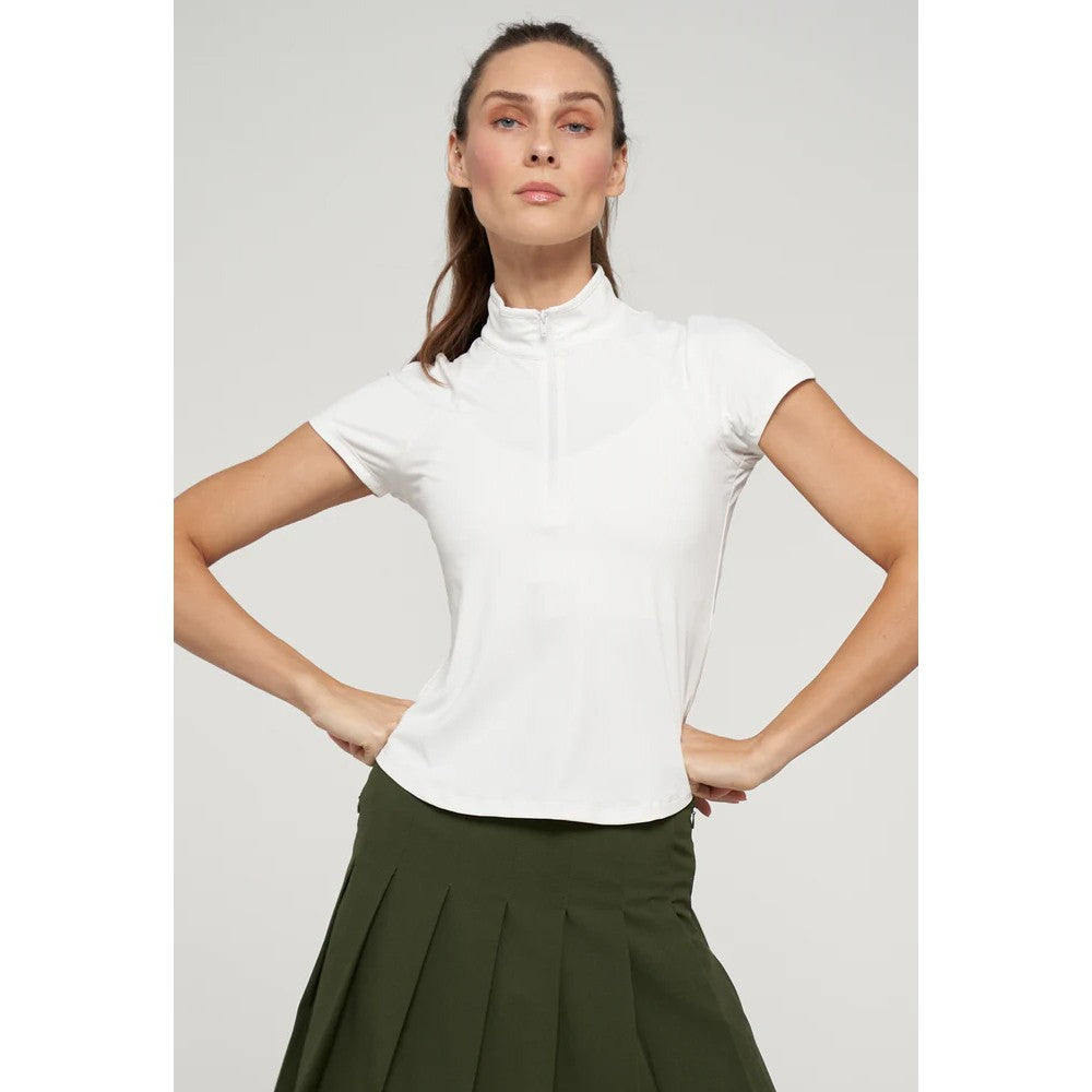 Lija Women's Sly Zip Mock Top - White