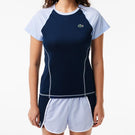 Lacoste Women's Ultra Dry Stretch Tee - Navy/Light Blue