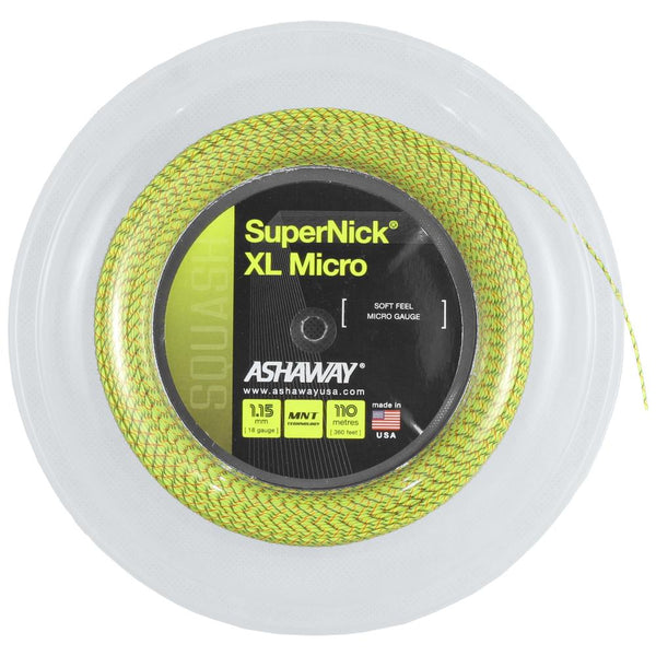 ASHAWAY SUPERNICK XL Squash String Set - Professional 1.25mm Gauge Nylon Multifilament Strings