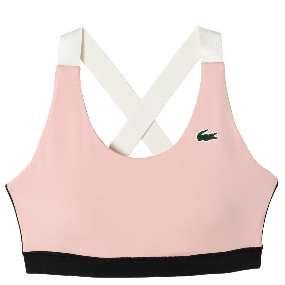 Lacoste Women's Cross Strap Sports Bra - Pink/White