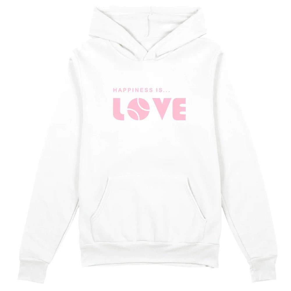 Happiness Is... Women's Tennis Love Hoodie - White
