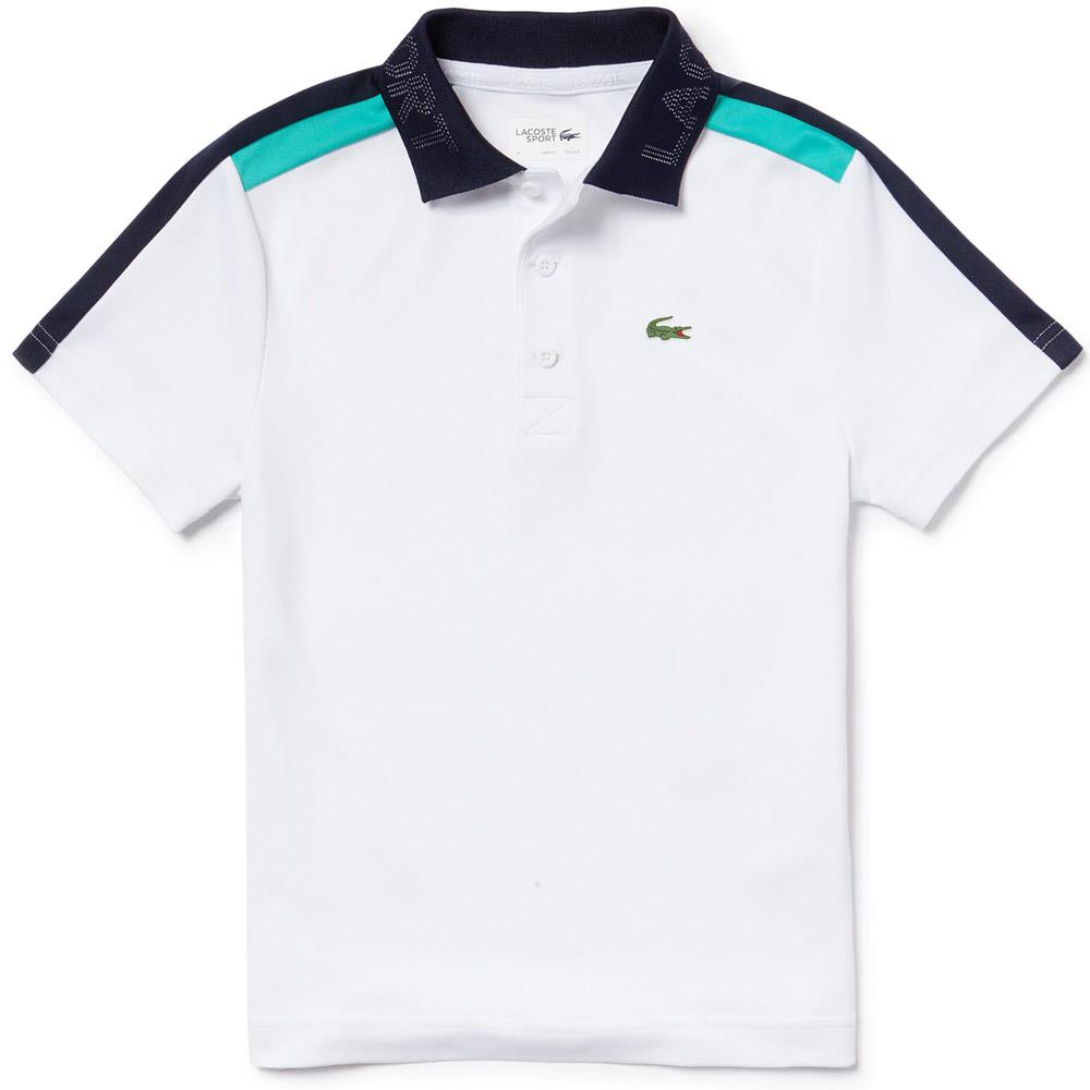 Lacoste Boys Sport Polo - White/Green/Navy