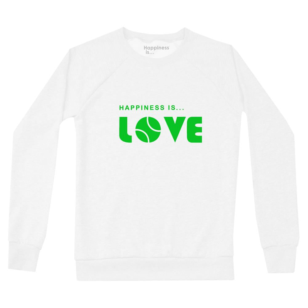 Happiness is... Women's Tennis Love Sweatshirt - White/Green
