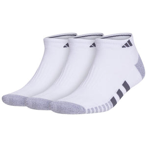 adidas Men's Cushioned Low-Cut 3 Pack Socks - White/Grey